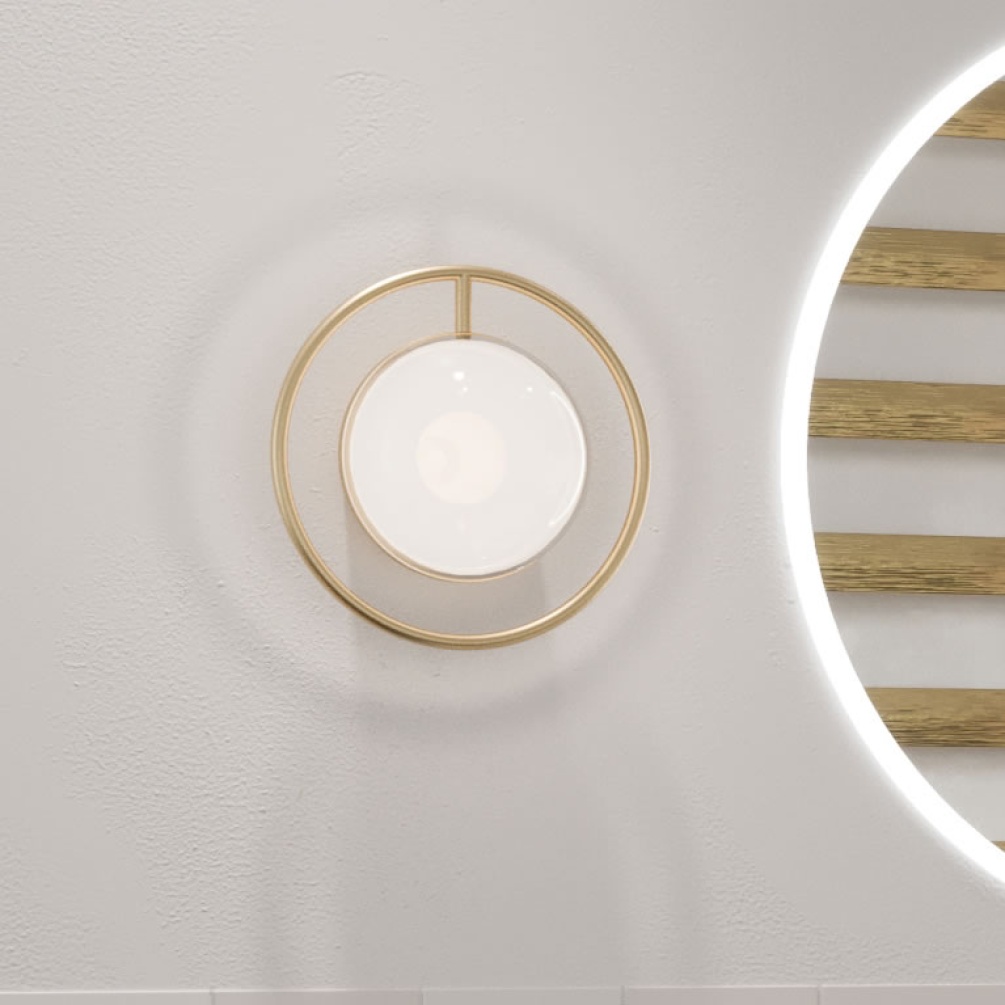 Lifestyle image of Crosswater Tranquil Brushed Brass Halo Light